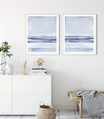 Navy Blue Wall Art Print, Set of 2 Beach Themed Decor